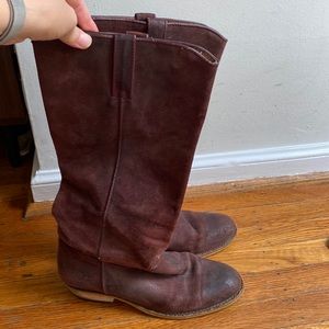 Burgundy suede boots